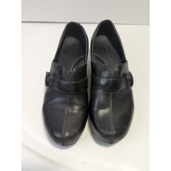 Dansko Womens Tamara Clogs Size 38 Black Leather Buckle Strap Low Heel Comfort - Picture 1 of 10